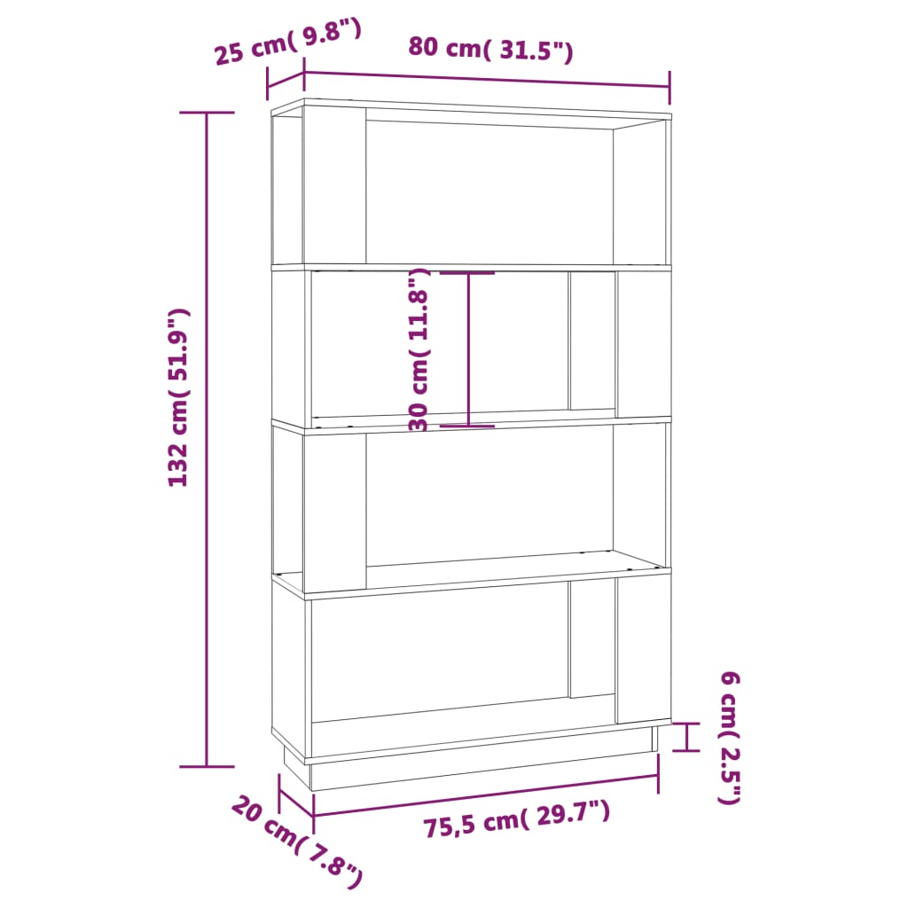 Bokhylle/Romdeler 41X35X125 Cm Heltre Furu