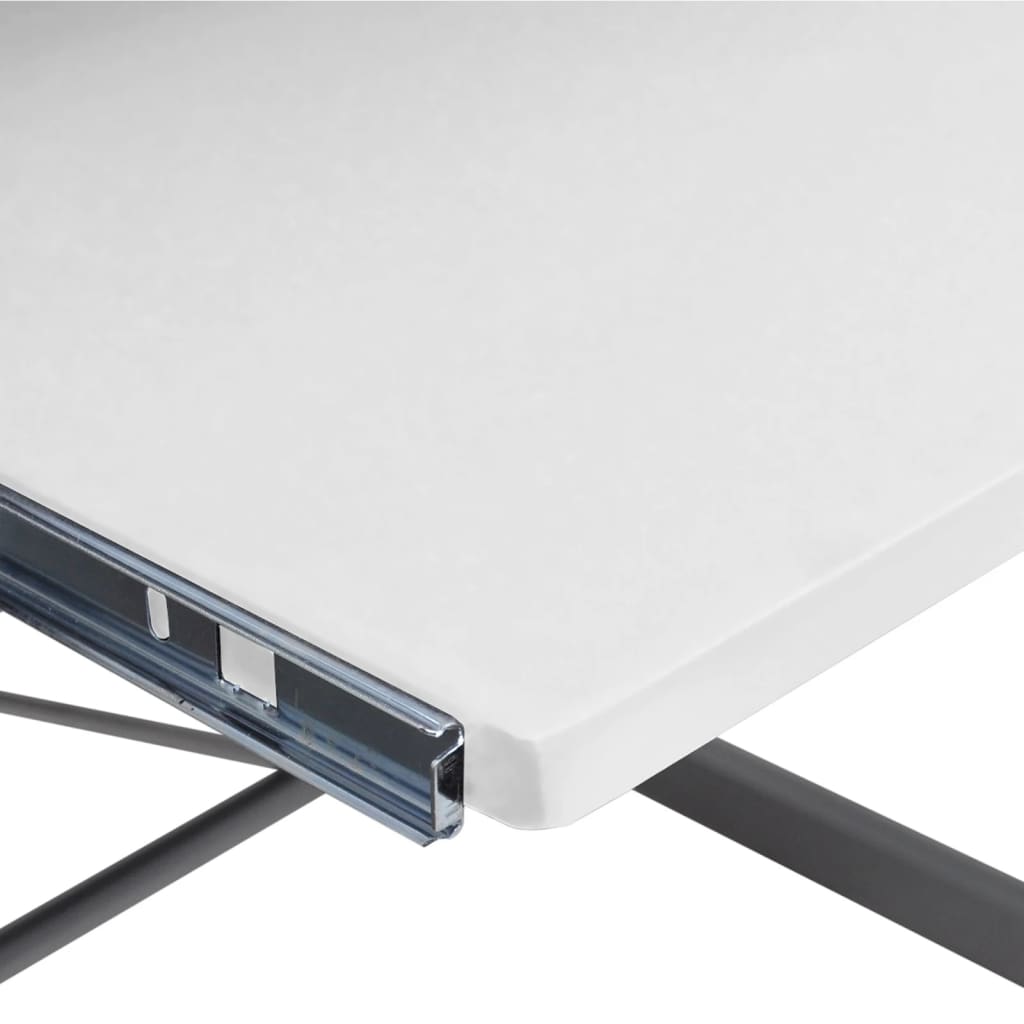 vidaXL Databord hjørne hvit 132x112x99 cm konstruert tre