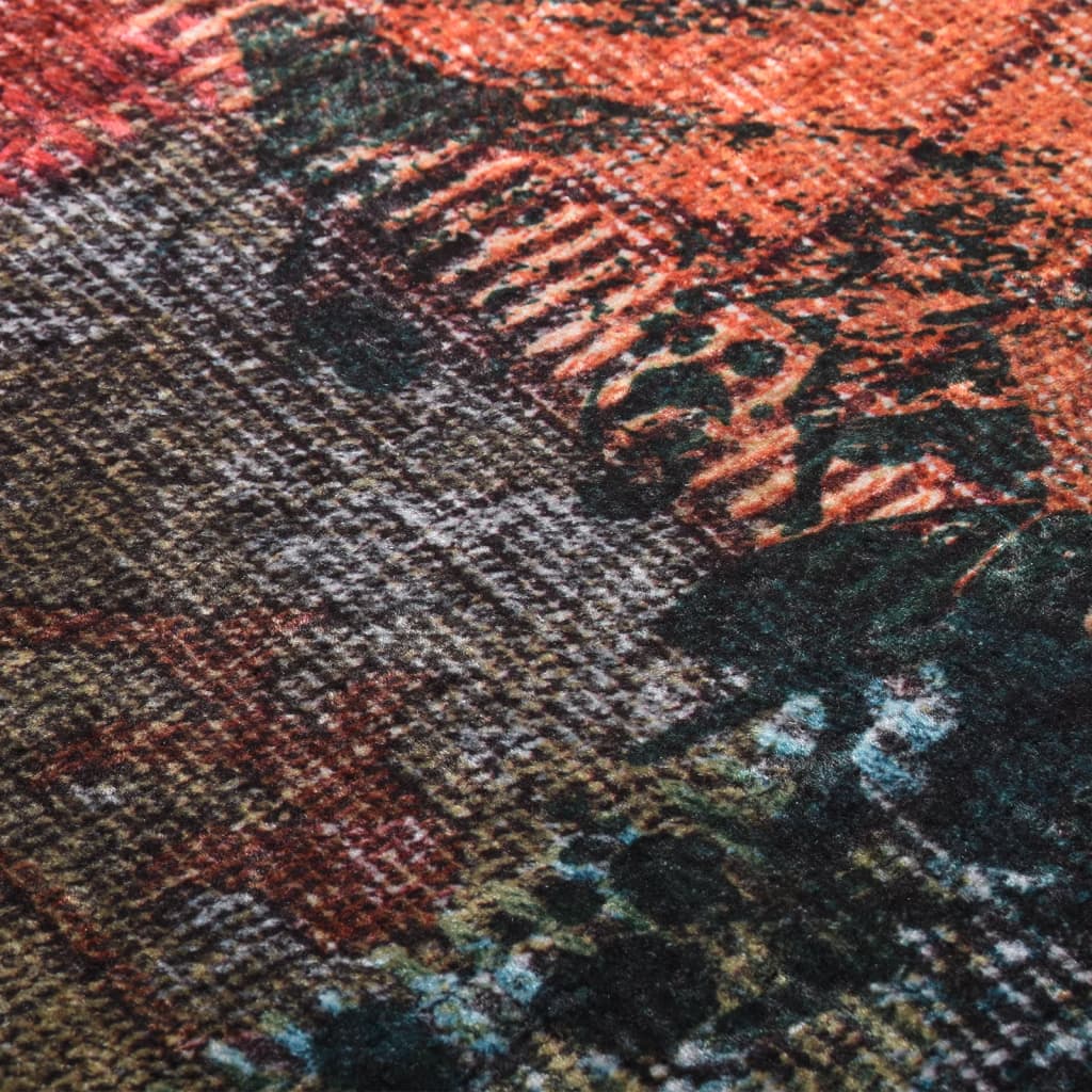 vidaXL Vaskbart teppe med lappemønster 80x300 cm flerfarget sklisikker