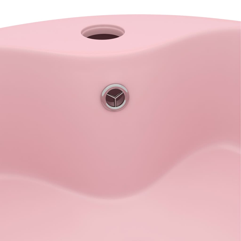 vidaXL Luksuriøs servant med overløp matt rosa 36x13 cm keramisk