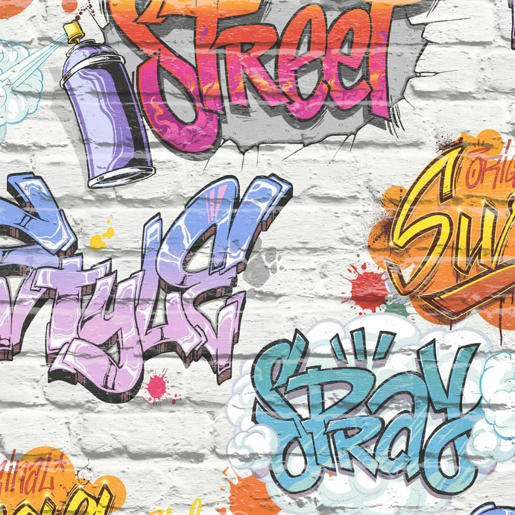DUTCH WALLCOVERINGS Veggpanel grafitti flerfarget L179-05