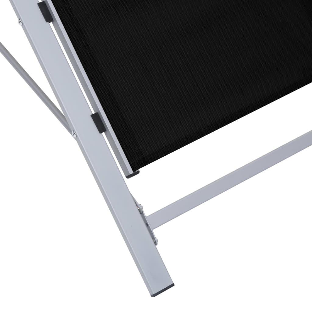 vidaXL Solsenger 2 stk med bord aluminium svart