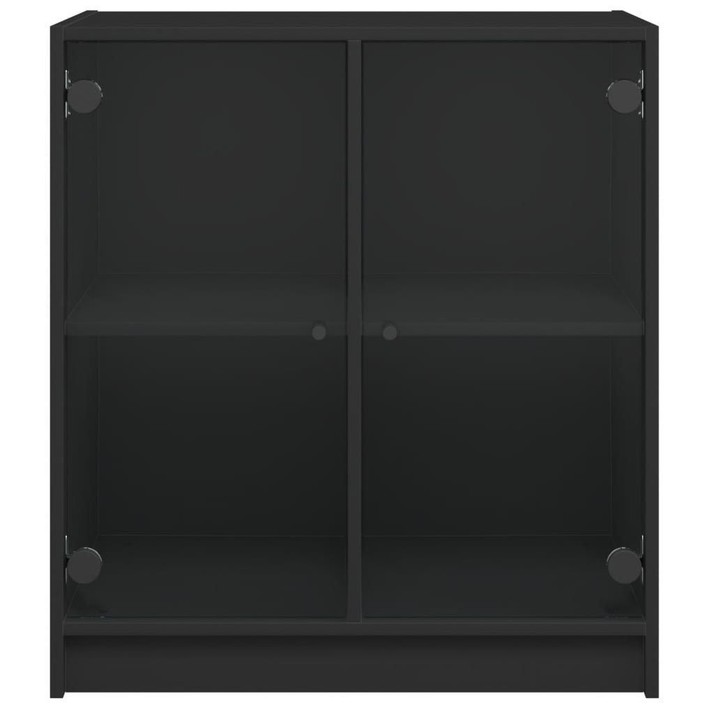vidaXL Sideskap med glassdører svart 68x37x75,5 cm