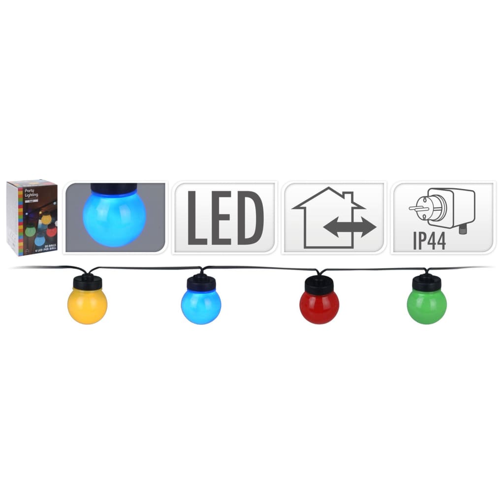ProGarden LED-festbelysningssett med 20 lamper flerfarget 12 V