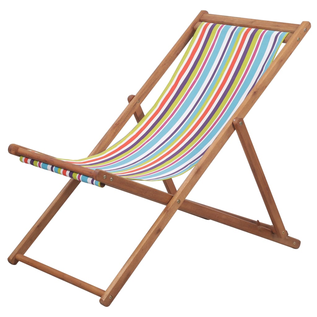 vidaXL Sammenleggbar strandstol stoff og treramme flerfarget