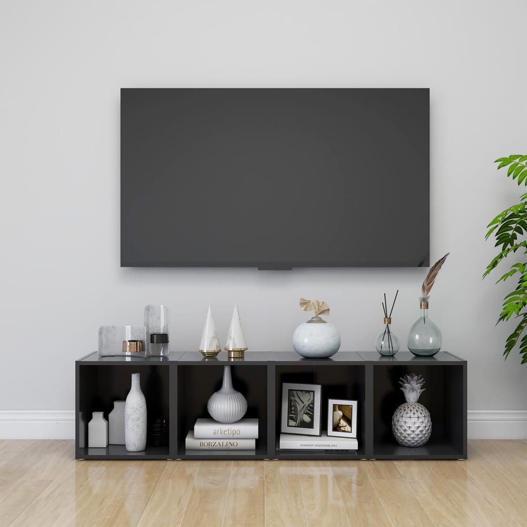 vidaXL TV-benker 4 stk grå 37x35x37 cm sponplate