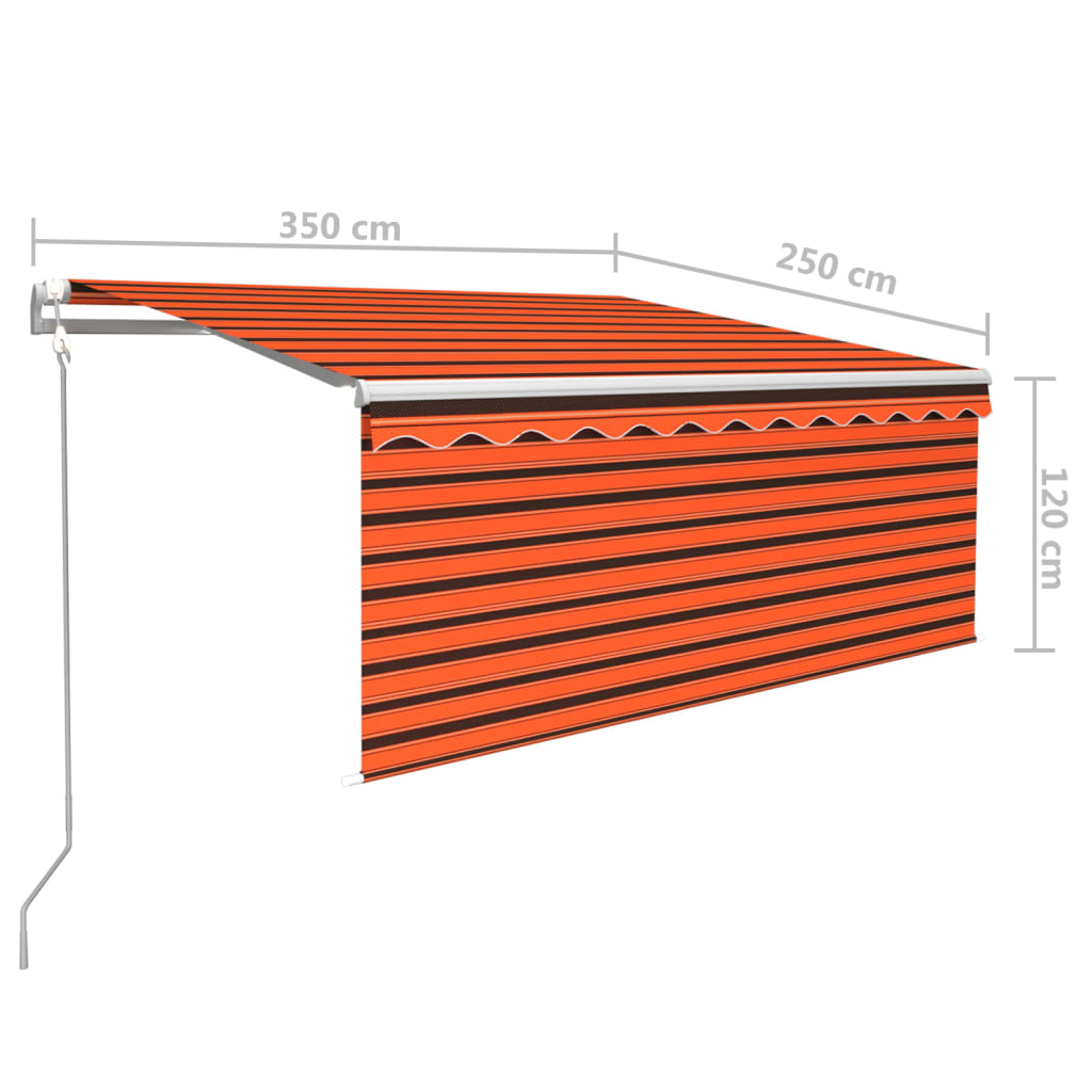 vidaXL Automatisk uttrekkbar markise rullegardin 3,5x2,5m oransje&brun