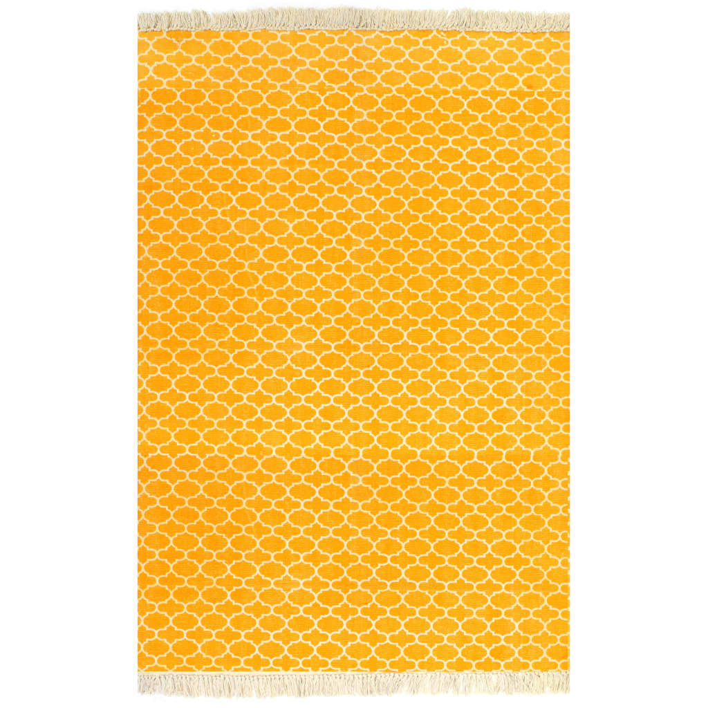vidaXL Gulvsteppe kilim-vevet bomull med mønster 160x230 cm gul