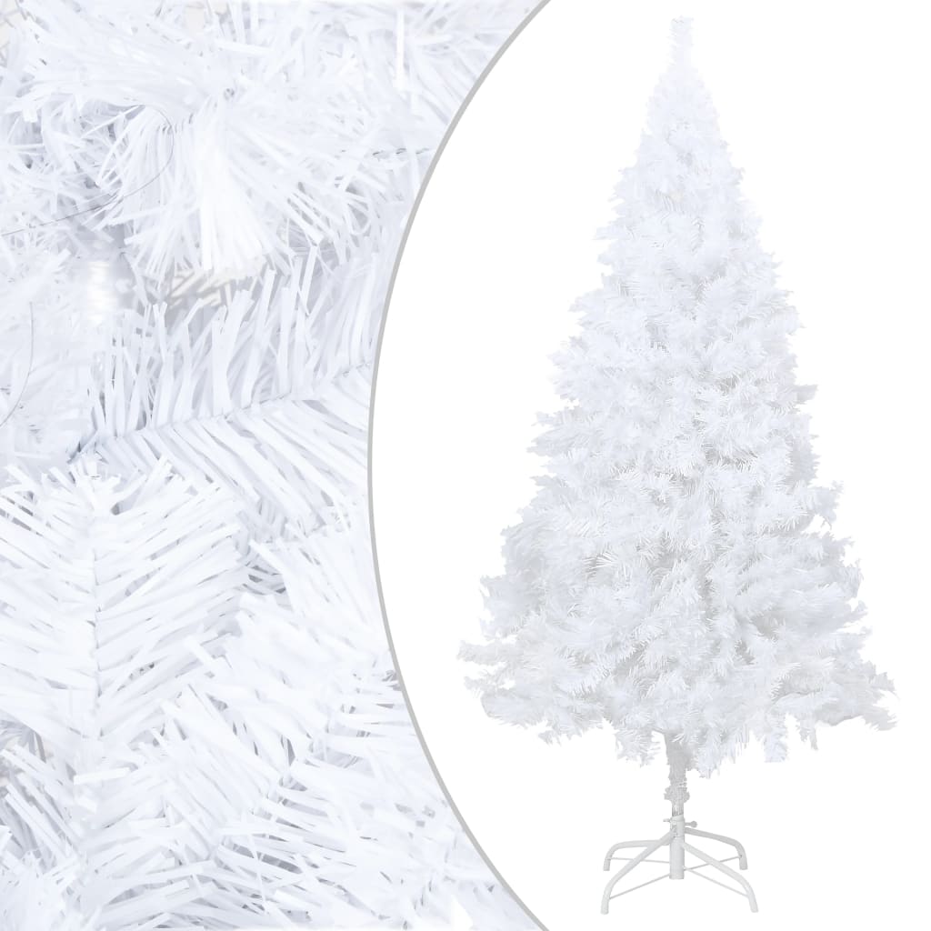 vidaXL Forhåndsbelyst kunstig juletre med tykke grener hvit 210 cm