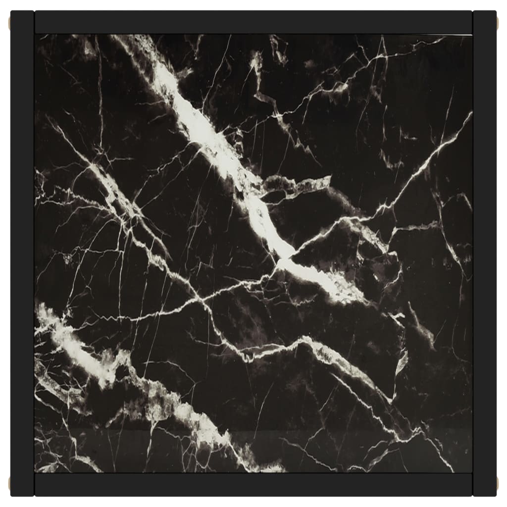 vidaXL Salongbord svart med marmorglass 40x40x50 cm
