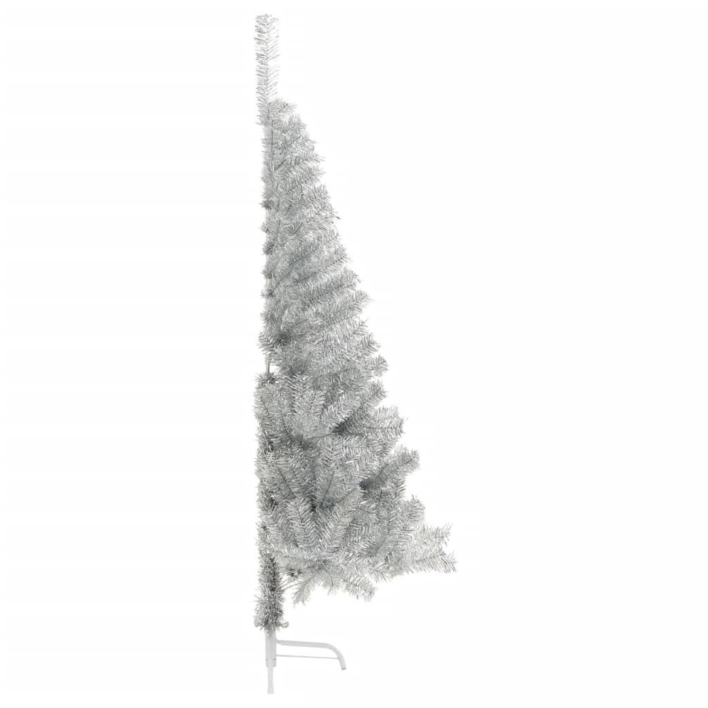 vidaXL Kunstig halvt juletre med stativ sølv 180 cm PET