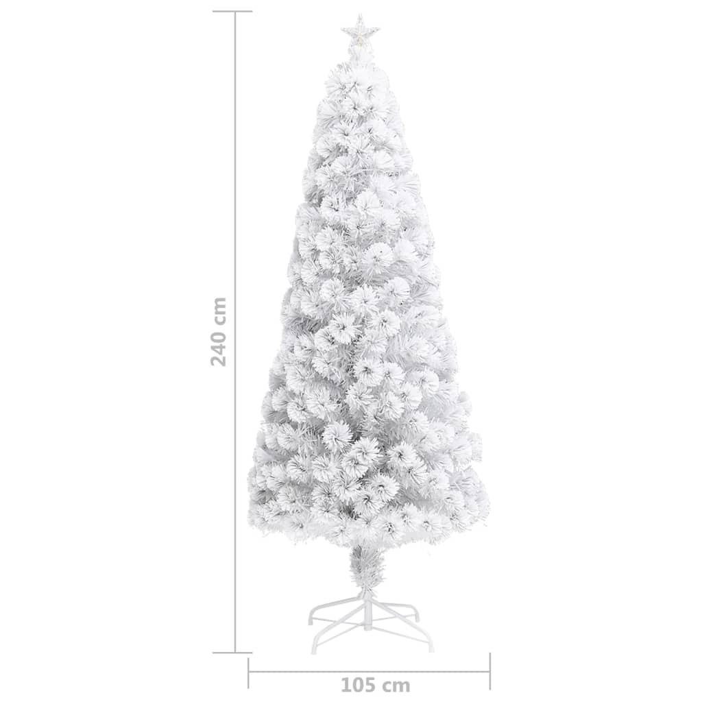 vidaXL Kunstig juletre med LED hvit 240 cm fiberoptikk