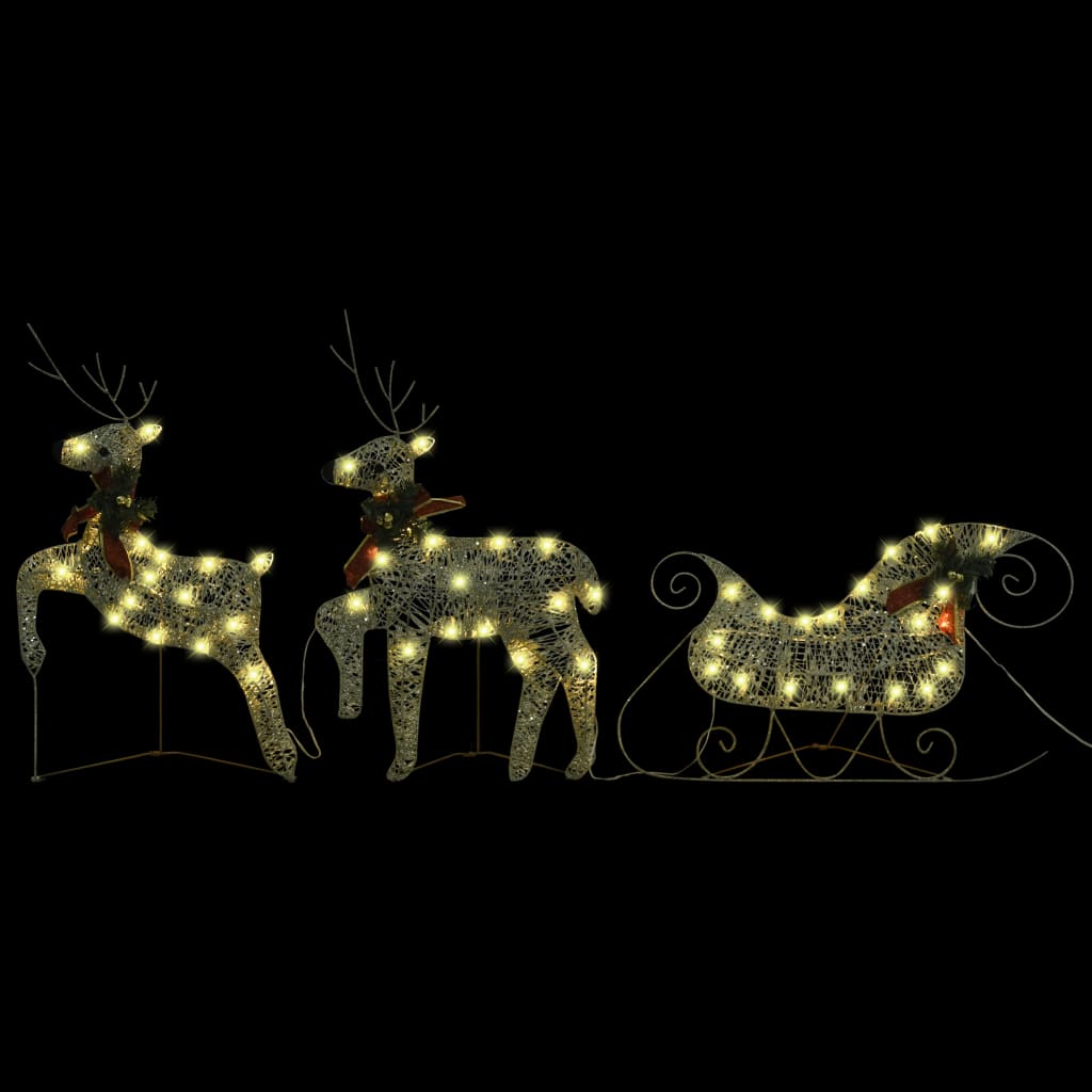 vidaXL Reinsdyr og slede julepynt 140 lysdioder utendørs gult