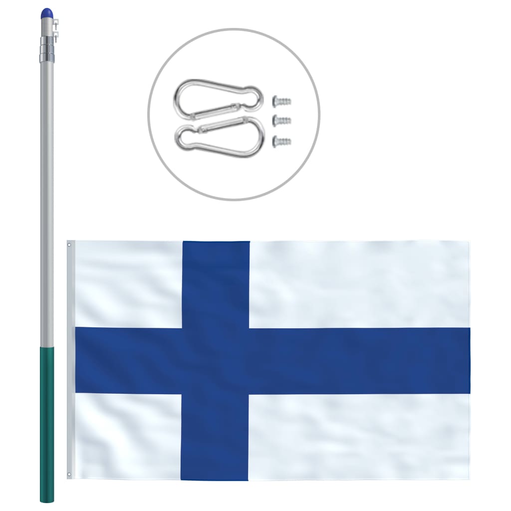 vidaXL Finsk flagg og stang aluminium 6 m