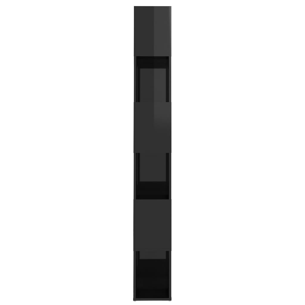 vidaXL Bokhylle/romdeler høyglans svart 60x24x186 cm