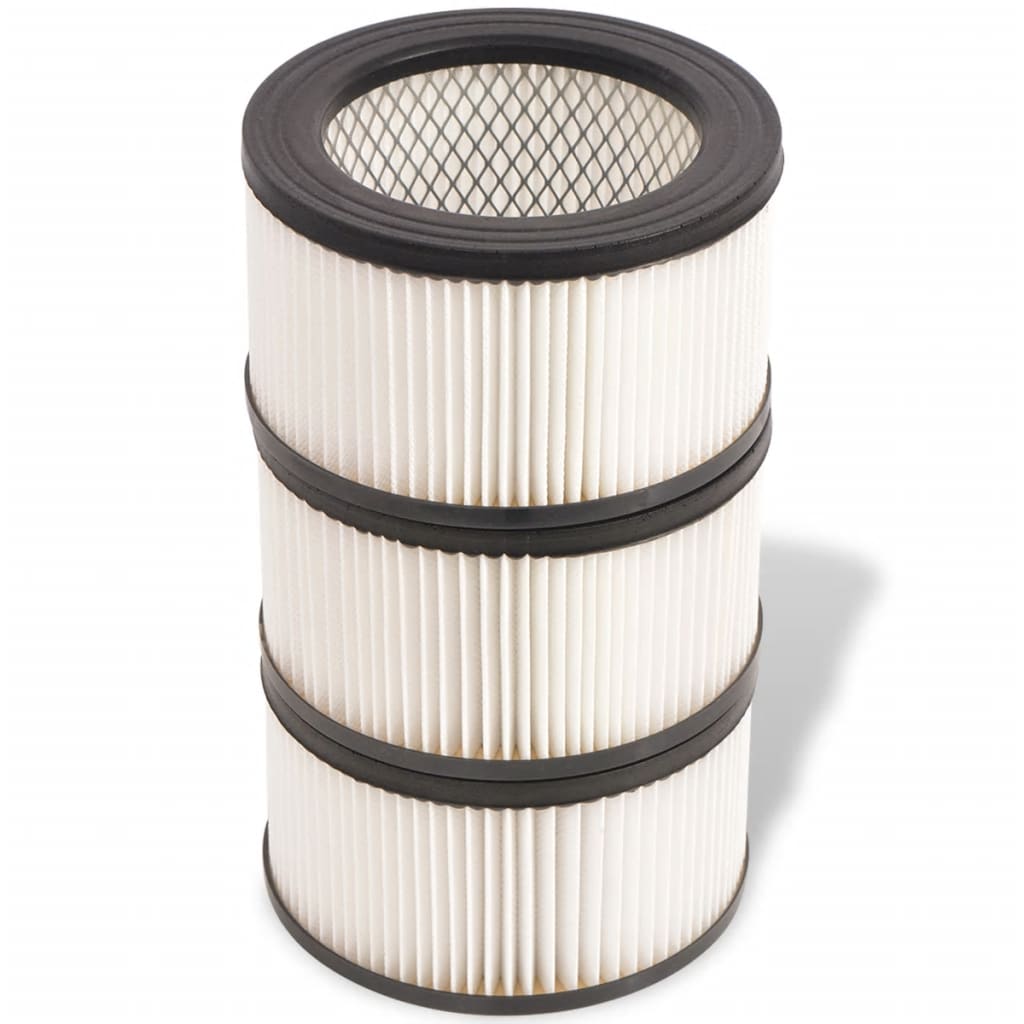 vidaXL HEPA-filter for askestøvsuger 3 stk hvit og svart