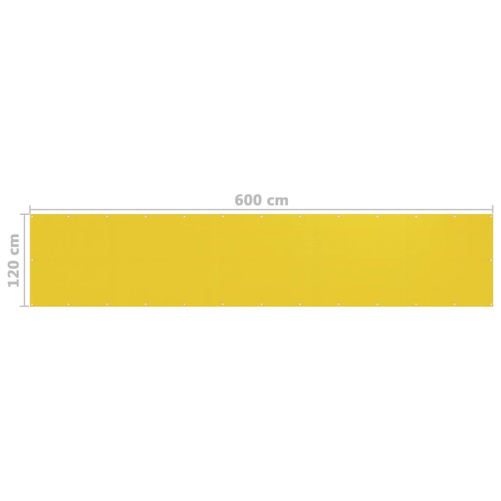 vidaXL Balkongskjerm gul 120x600 cm HDPE