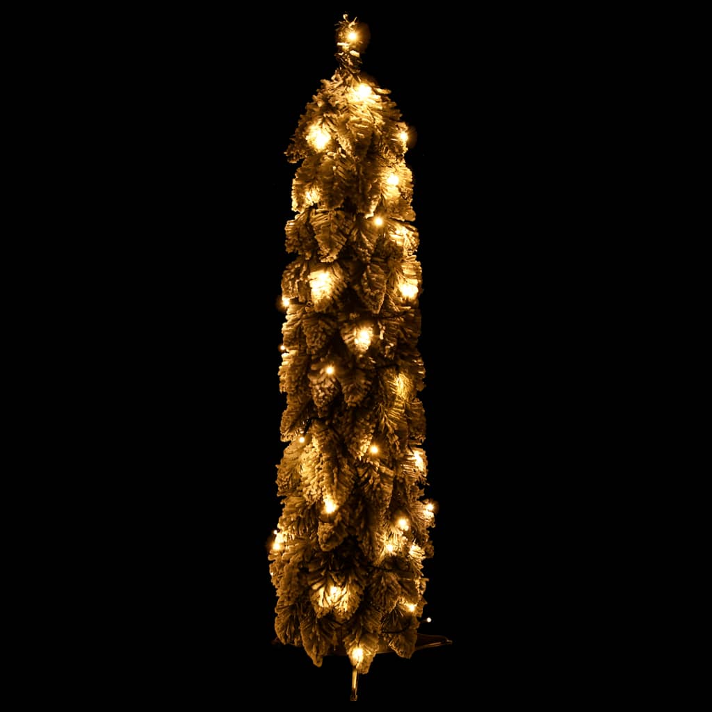 vidaXL Forhåndsbelyst kunstig juletre med 30 LED og flokket snø 60 cm