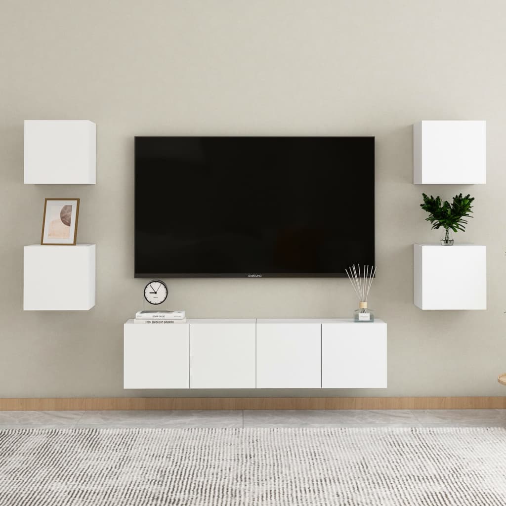 vidaXL Vegghengte TV-benker 2 stk hvit 30,5x30x30 cm