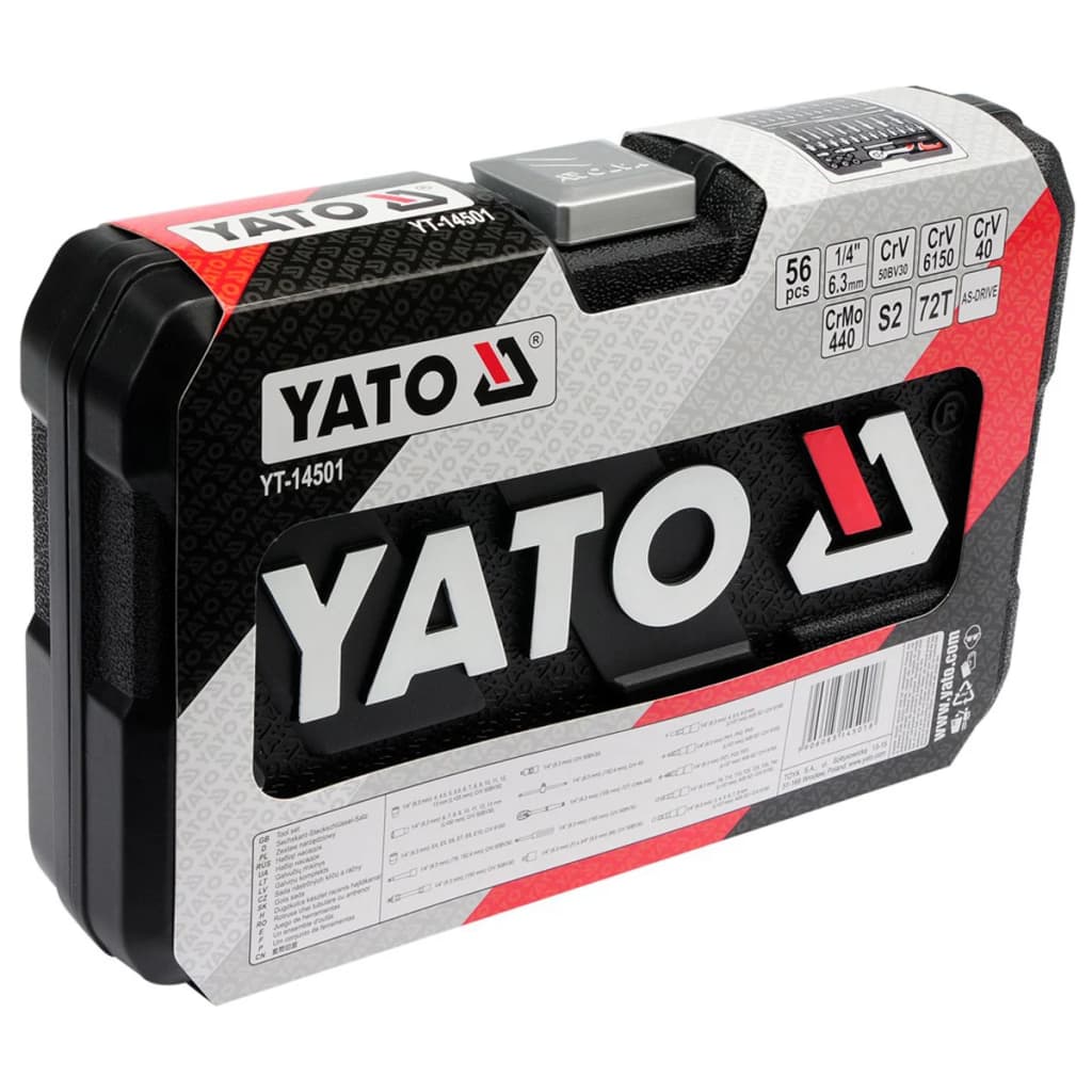 YATO Verktøysett i 56 deler metall svart YT-14501
