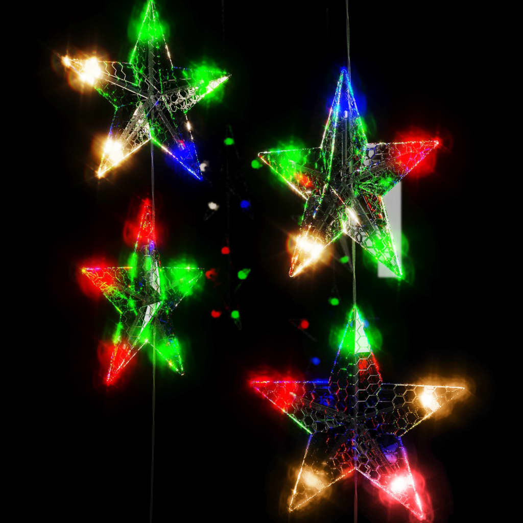 vidaXL Eventyrlysgardin stjerner 200 LED fargerik 8 funksjoner