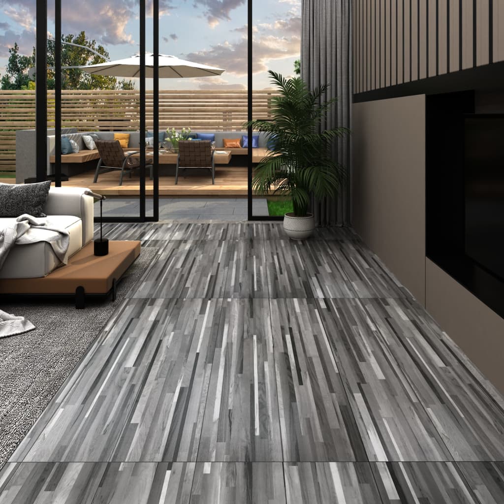 vidaXL Selvklebende PVC gulvplanker 2,51 m² 2 mm stripet grå