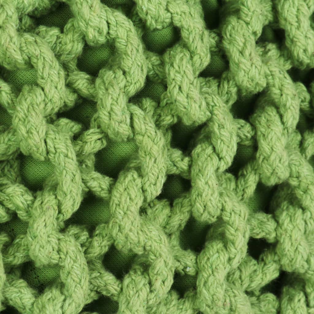 vidaXL Håndstrikket puff bomull 50x35 cm grønn