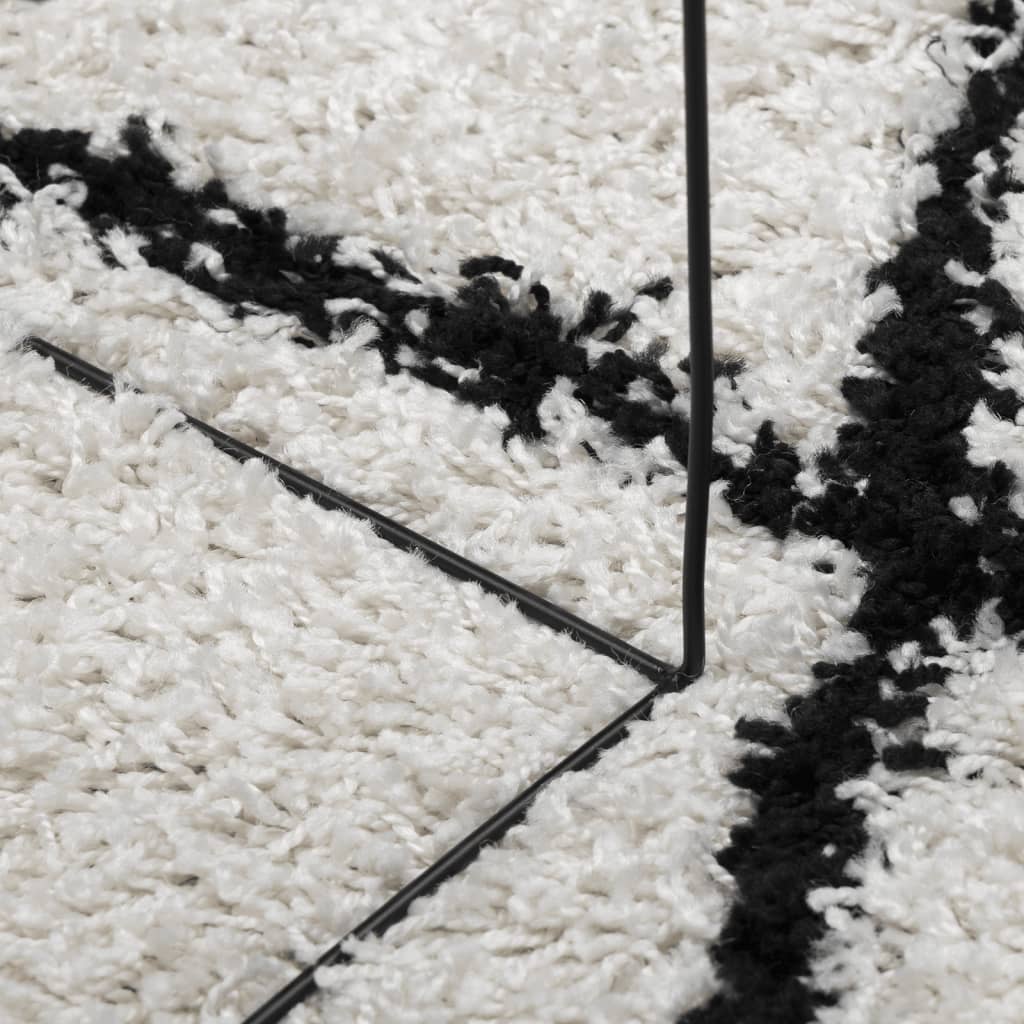 vidaXL Flossteppe med lang luv moderne kremhvit og svart 160x230 cm