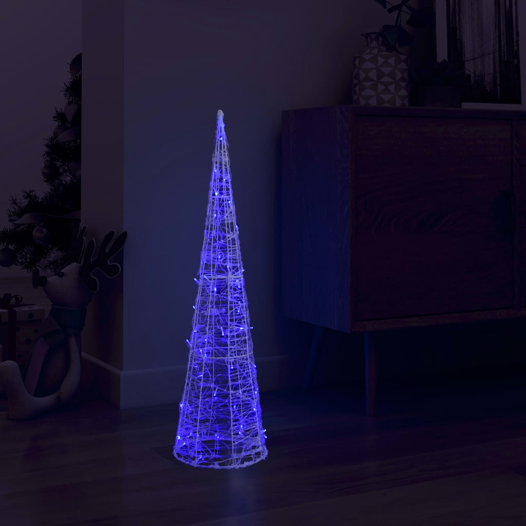 vidaXL Dekorativ LED-lyskjegle akryl blå 90 cm