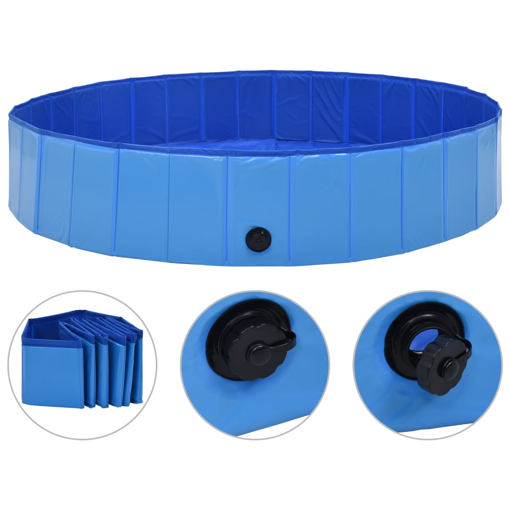 vidaXL Sammenleggbart hundebasseng blå 160x30 cm PVC