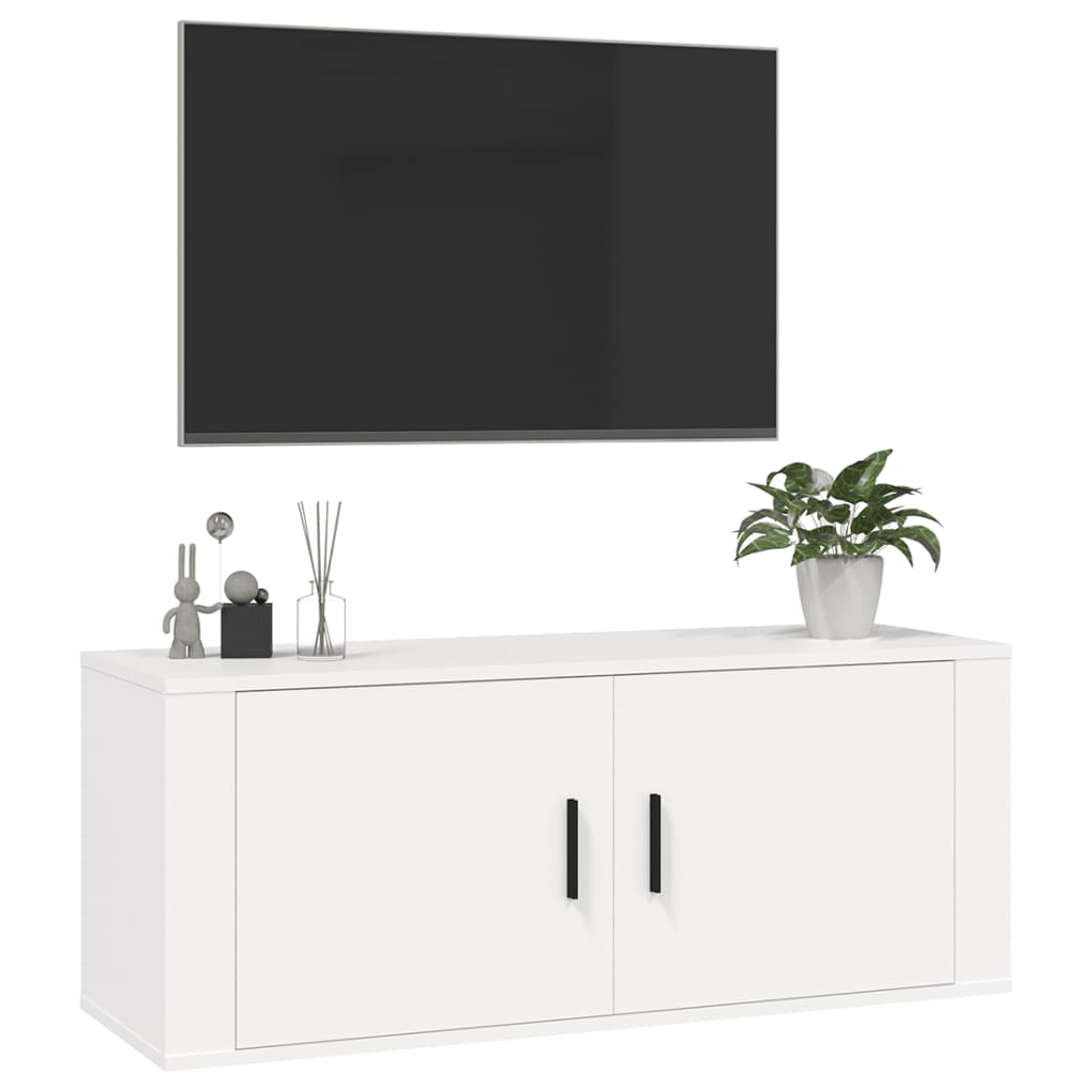 vidaXL Veggmontert TV-benk hvit 100x34,5x40 cm