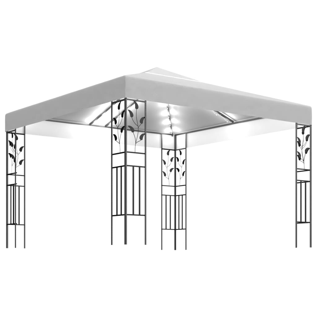 vidaXL Paviljong med LED-lysslynge 3x3 m hvit