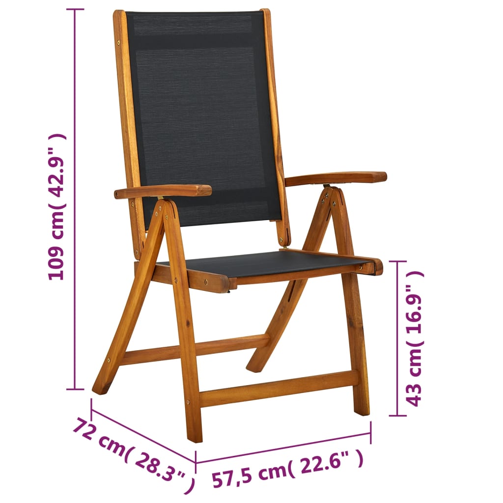 vidaXL Sammenleggbare stoler 2 stk akasie og textilene