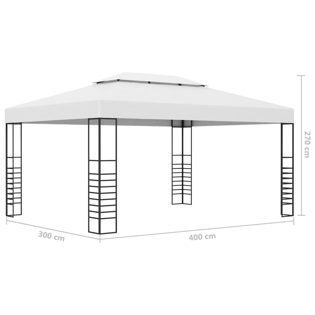 vidaXL Paviljong med LED-lysslynge 4x3x2,7 m hvit