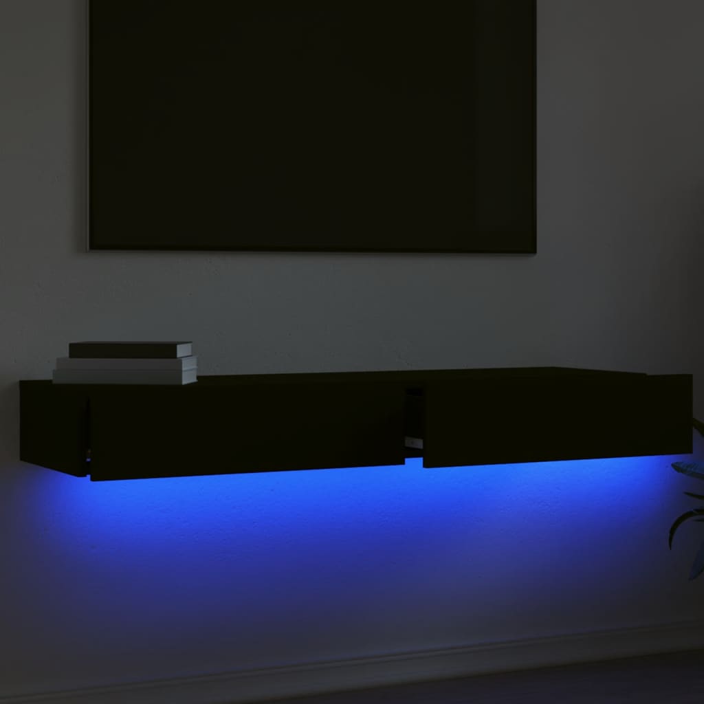 vidaXL TV-benker med LED-lys 2 stk svart 60x35x15,5 cm
