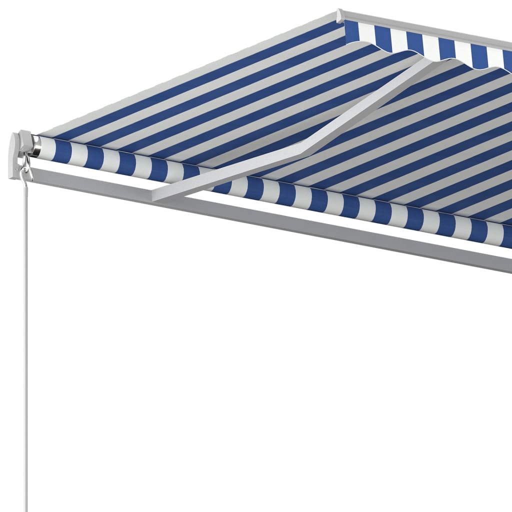 vidaXL Automatisk uttrekkbar markise med stolper 6x3,5 m blå og hvit