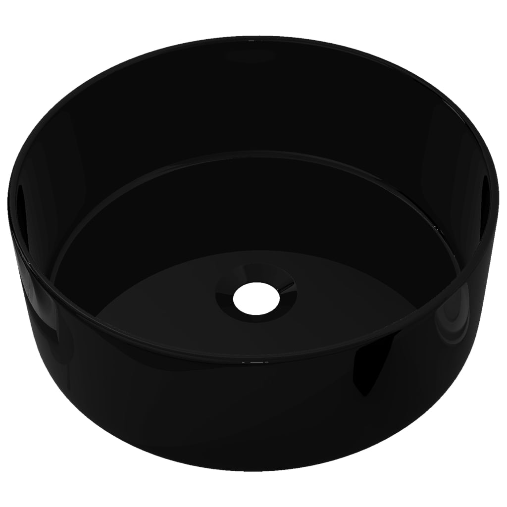 vidaXL Servant keramisk rund svart 40x15 cm