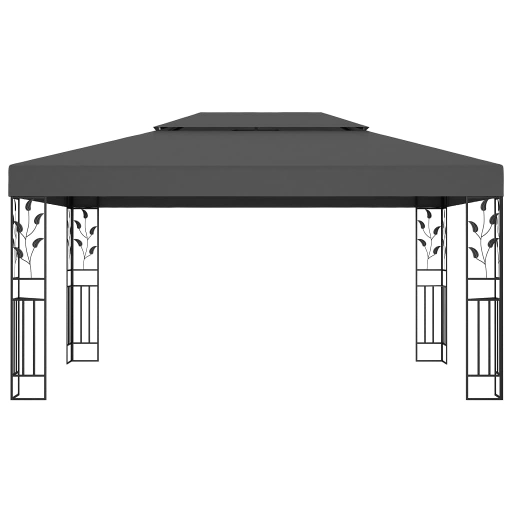 vidaXL Paviljong med dobbelt tak og LED-lysslynge 3x4 m antrasitt