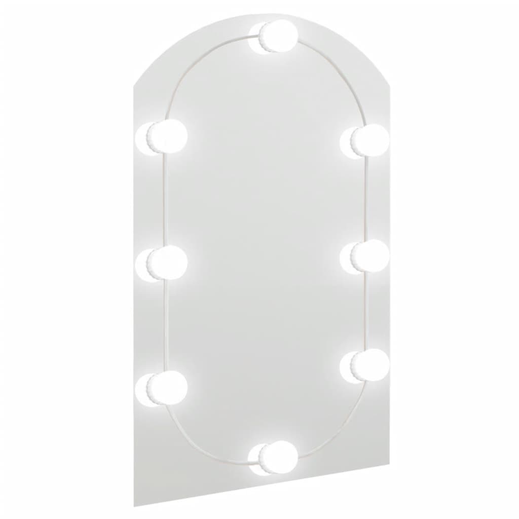 vidaXL Speil med LED-lys 60x40 cm glass oval