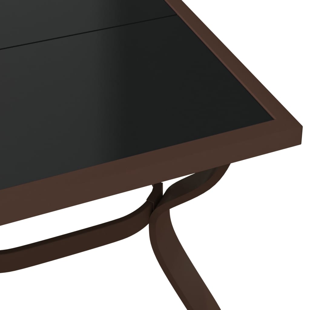 vidaXL Hagebord brun og svart 180x80x70 cm stål og glass