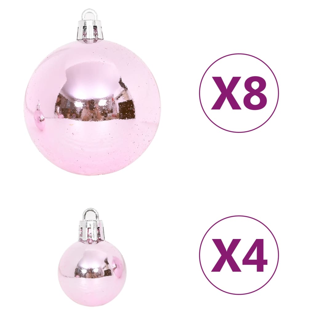 vidaXL Julekulesett 65 deler rosa/rød/hvit