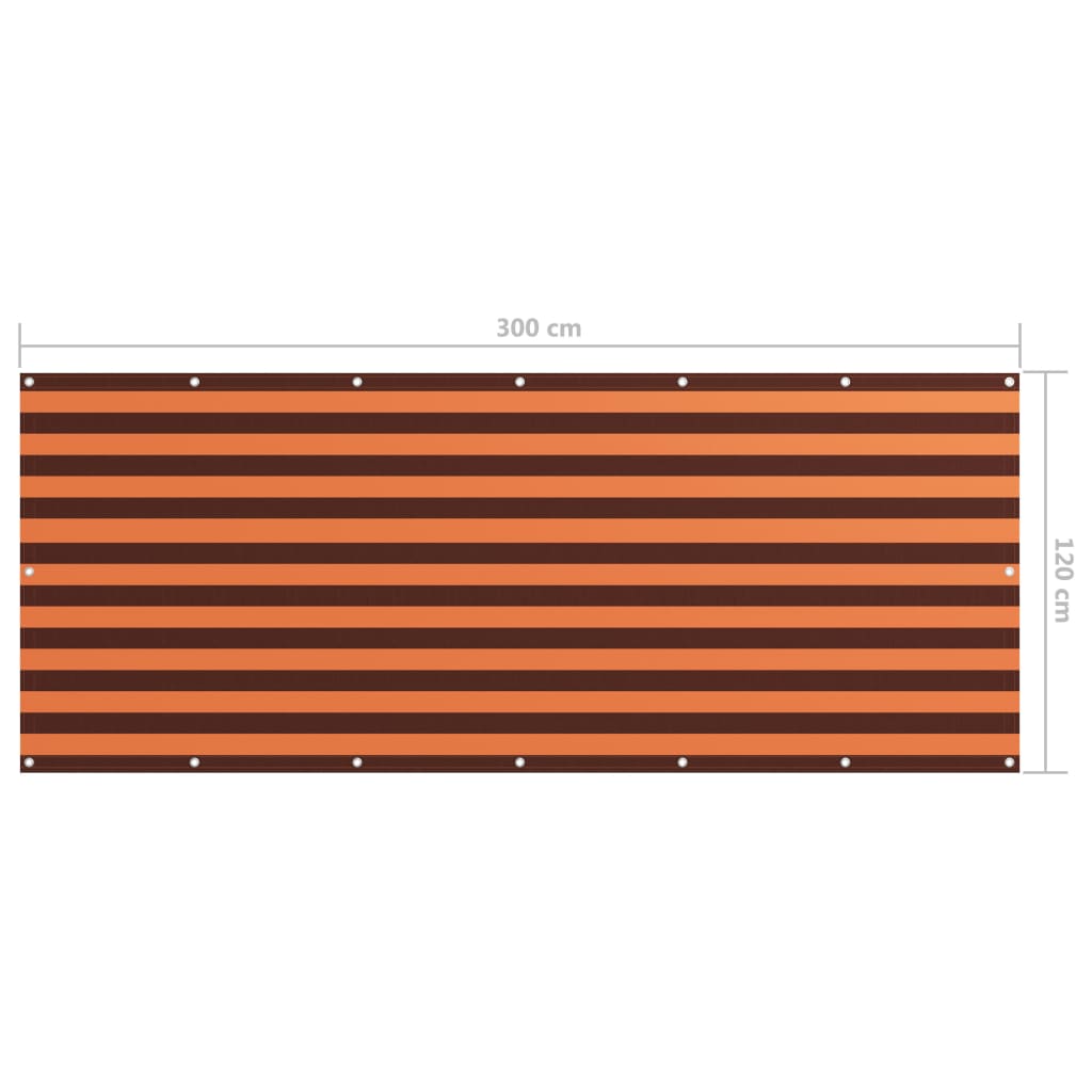 vidaXL Balkongskjerm oransje og brun 120x300 cm oxfordstoff