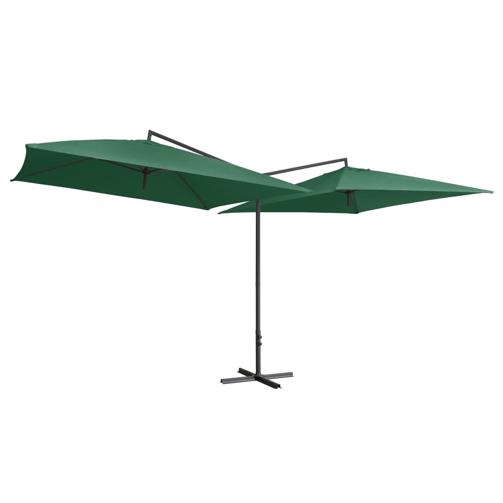 vidaXL Dobbel parasoll med stålstang 250x250 cm grønn
