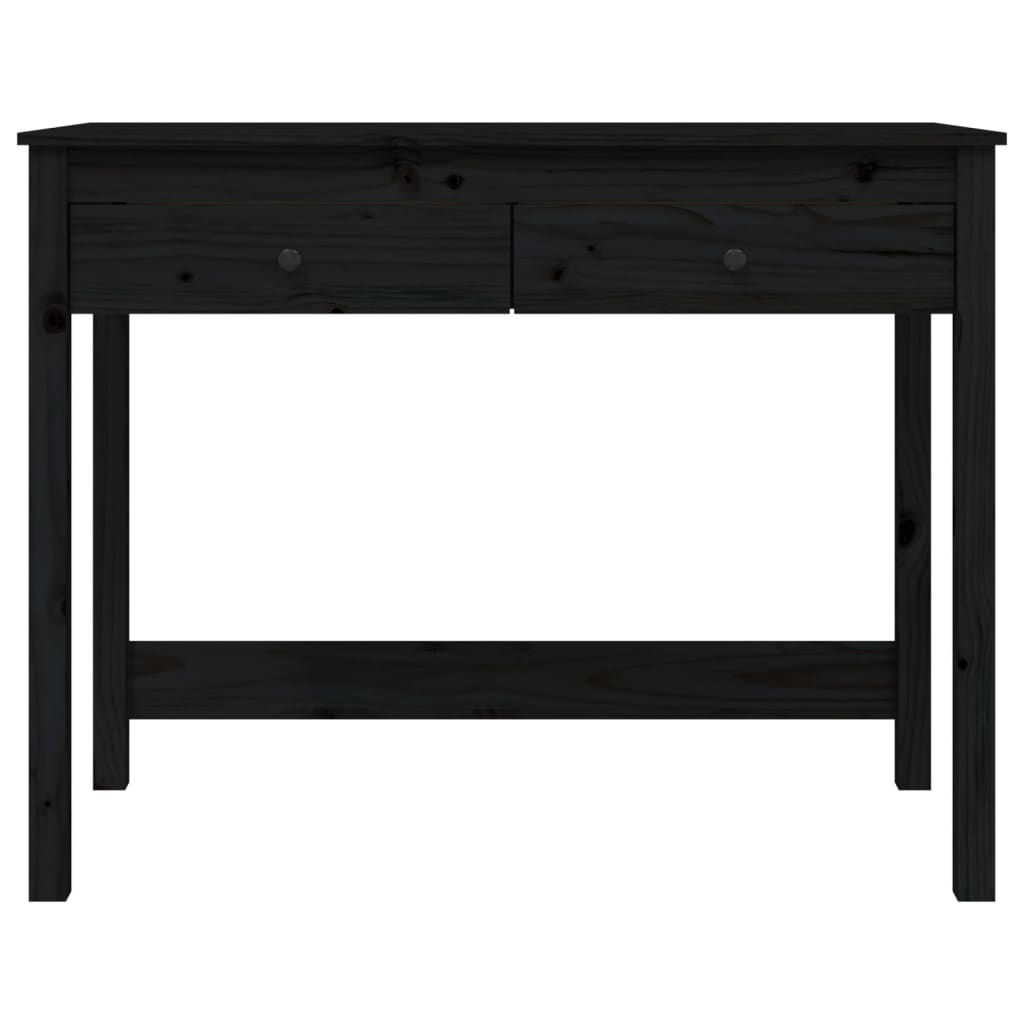 vidaXL Skrivebord med skuffer svart 100x50x78 cm heltre furu