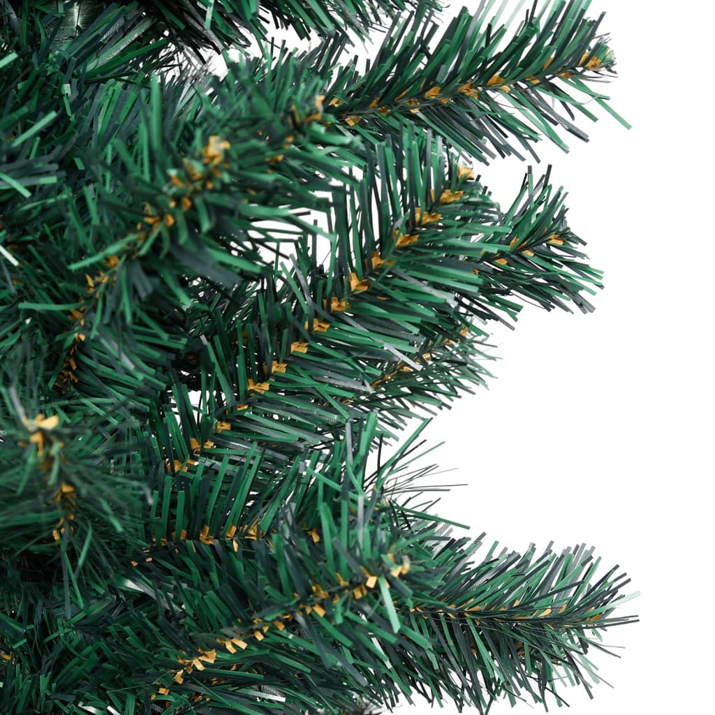 vidaXL Forhåndsbelyst kunstig juletre med stativer grønn 180 cm PVC