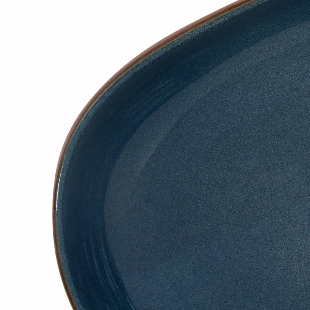 vidaXL Benkeservant brun og blå oval 59x40x14 cm keramikk
