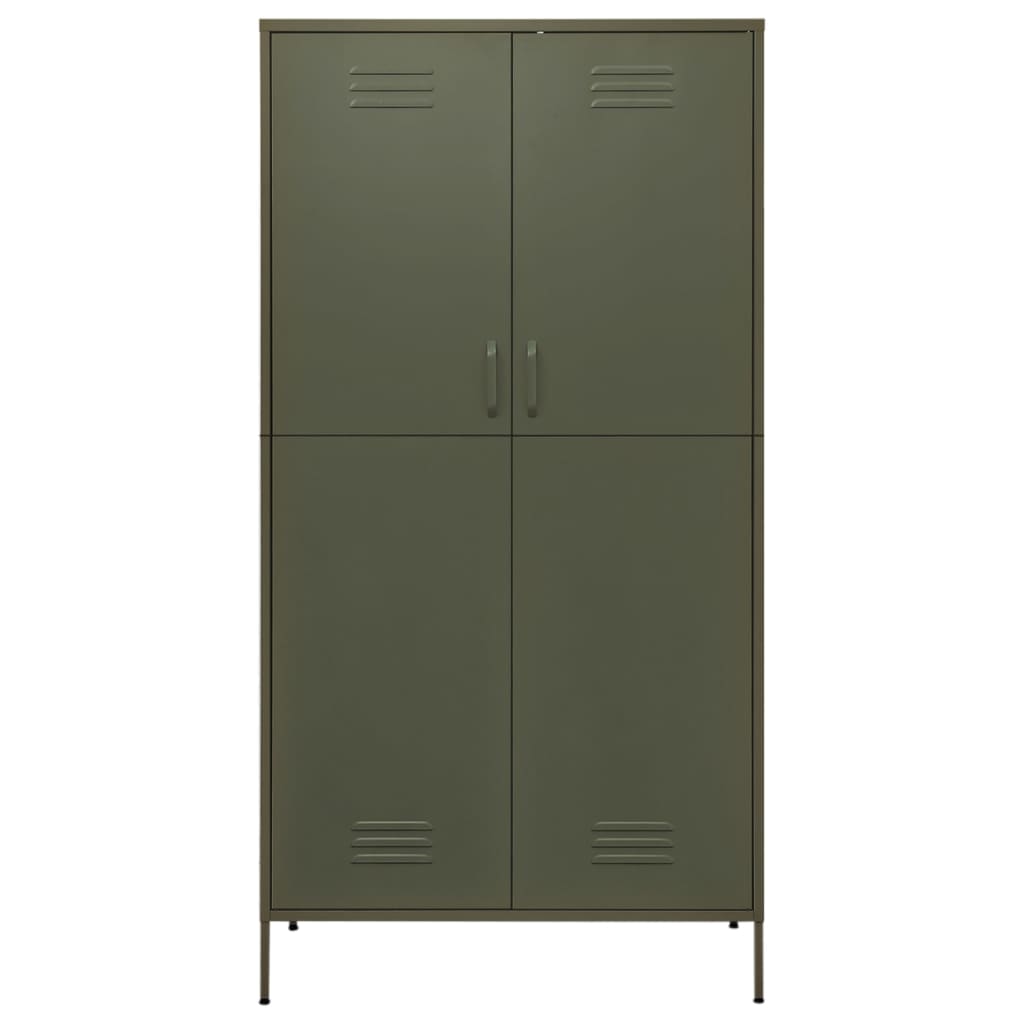 vidaXL Garderobe olivengrønn 90x50x180 cm stål