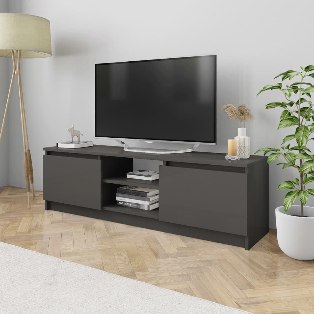 vidaXL TV-benk høyglans grå 120x30x35,5 cm sponplate