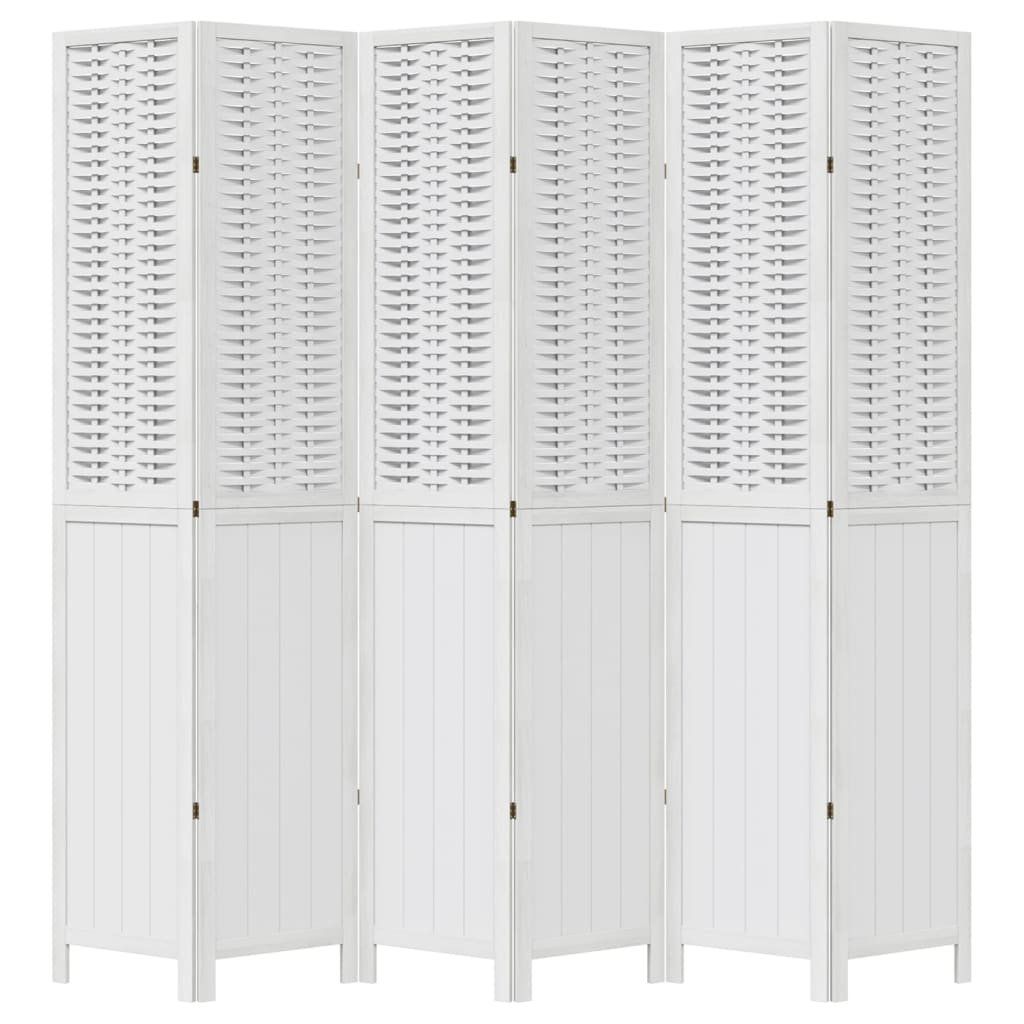 vidaXL Romdeler 6 paneler hvit heltre keisertre