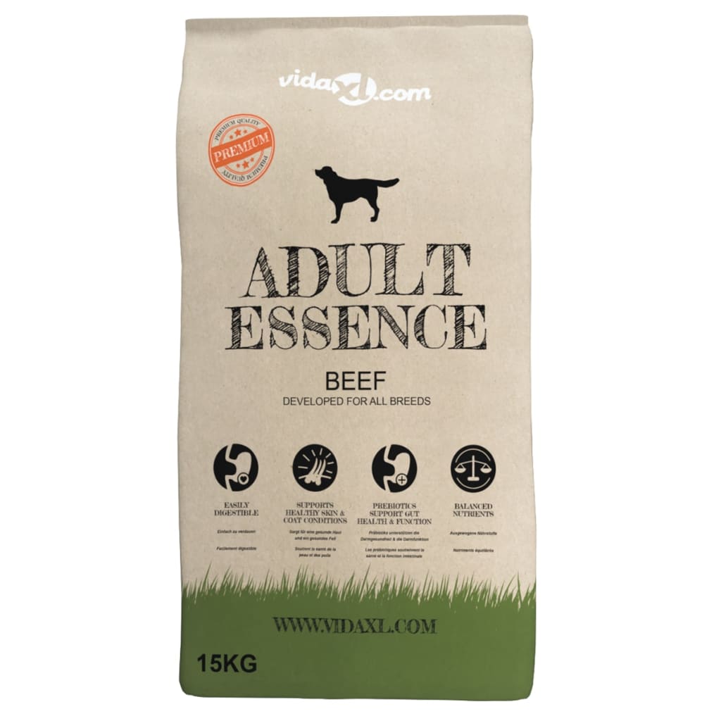 vidaXL Premium tørr hundemat Adult Essence Beef 15 kg
